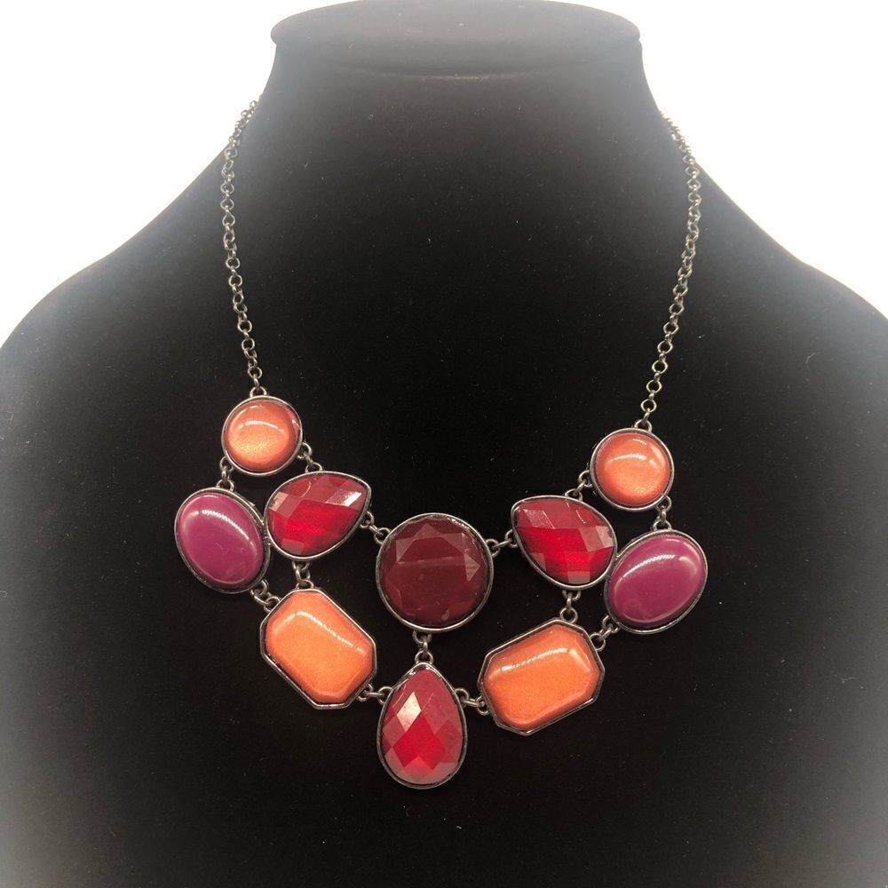Statement Necklace w/ Multi Color Glass Beads